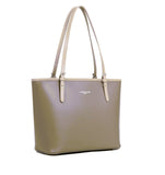 Sac cabas en cuir Lancaster-Smooth Taupe/Galet