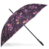 Parapluie canne X-TRA solide Isotoner Fleurs aubergine