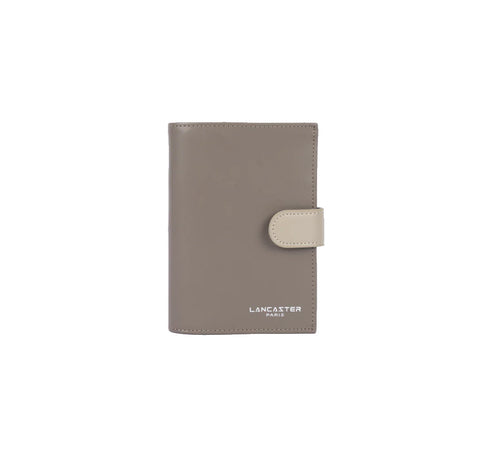 Portefeuille M en cuir Lancaster-Smooth Taupe/Galet