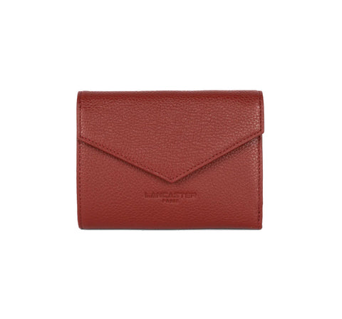 Petit portefeuille en cuir Lancaster-Foulonné PM Carmin