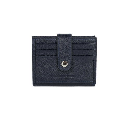 Porte-cartes en cuir Lancaster-Foulonné PM Bleu Foncé