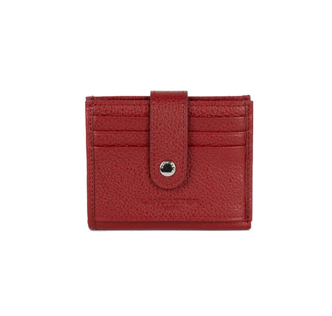 Porte-cartes en cuir Lancaster-Foulonné PM Carmin