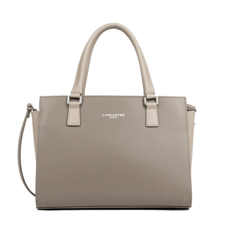 Sac à main en cuir Lancaster-Smooth Taupe/Galet