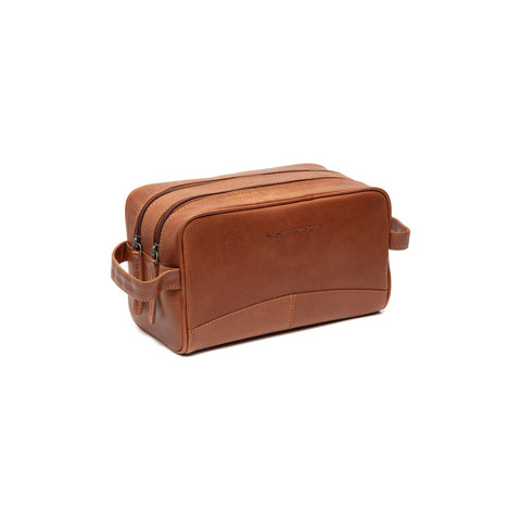 Trousse de toilette en cuir Chesterfield-Stacey Cognac