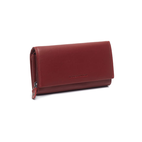 Portefeuille zippé en cuir Chesterfield-Arvento Rouge
