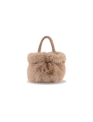 Sac à main Mia&Joy – Modèle Izza en fausse fourrure-Mastic