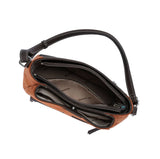 Sac à main en bandoulière Fauve effet daim Cognac Mac Alyster