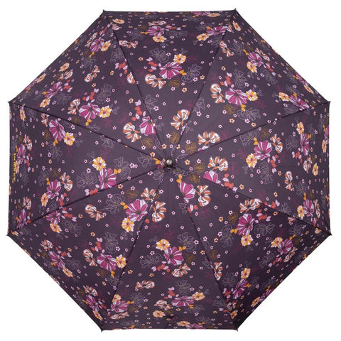Parapluie canne X-TRA solide Isotoner Fleurs aubergine