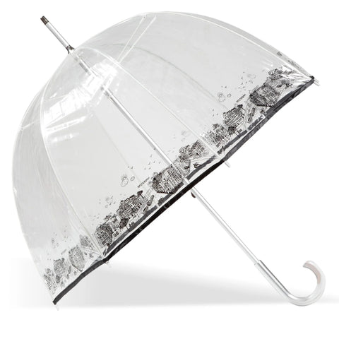 Transparent Bell Umbrella Isotoner 09496 Butterflies/Flowers