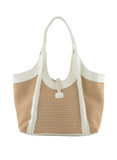 Sac à main porté épaule en paille Margareth Beige/Blanc