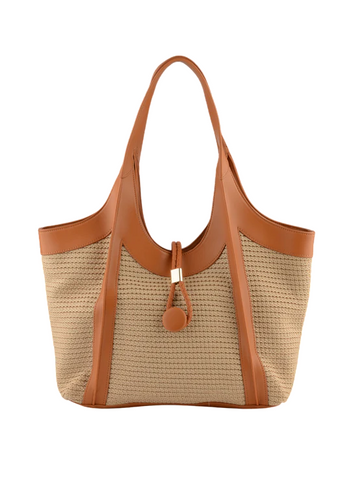 Sac à main porté épaule en paille Margareth Beige/Camel
