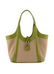Sac à main porté épaule en paille Margareth Beige/Vert