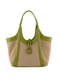 Sac à main porté épaule en paille Margareth Beige/Vert