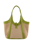 Sac à main porté épaule en paille Margareth Beige/Vert