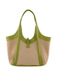 Sac à main porté épaule en paille Margareth Beige/Vert