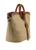 Grand sac à main en paille Willina Beige/Camel